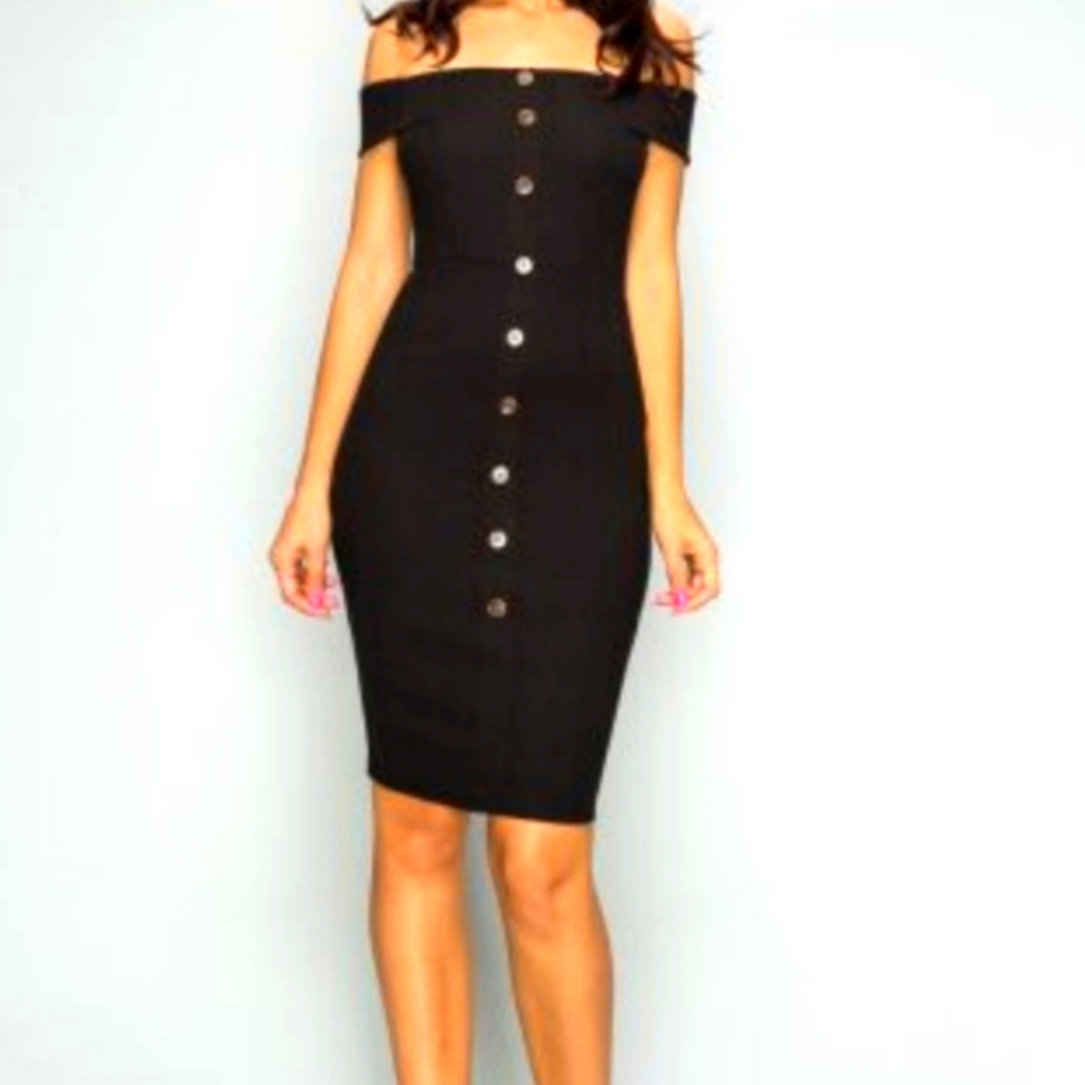 Black striped midi